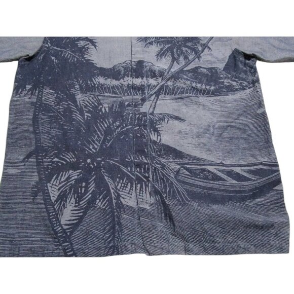 Reynolds & Perry Linen Hawaiian Shirt Gray Mens Sz XL Button Up Short Sleeve - Picture 10 of 13